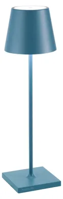 Immagine prodotto di Zafferano Lampada a led da tavolo Poldina Pro Blu Avio ricaricabile e dimmerabile con batteria fino a 12 ore. Da uso esterno IP65