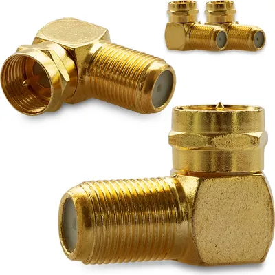 Produktbild von Sat Winkel Stecker F-Winkelstecker Winkel 4x Stecker Adapter Kupplung Vergoldet