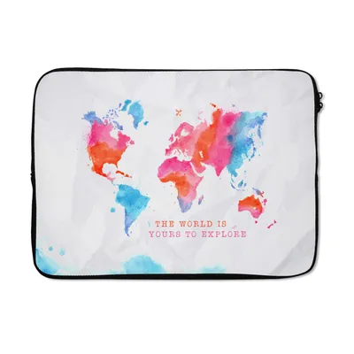 Produktbild von MuchoWow® Laptop Hülle 13 Zoll Karte - Welt - Sprichwörter Laptoptasche - Laptophülle - Sleeve - Rundumschutz