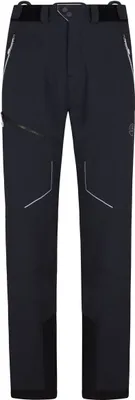 Schwarze Softshellhose "Excelsior Pant M" von La Sportiva; geeignet für Herren; mit Reißverschlusstaschen und reflektierenden Details.