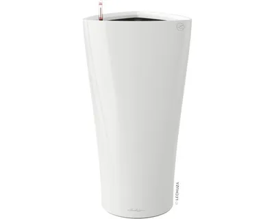 Image de LECHUZA Pot de plantes DELTA Premium 40 blanc brillant | Colonne de plantes avec système d'arrosage | Surface brillante | Ø 39 x 75,5 cm | 15540
