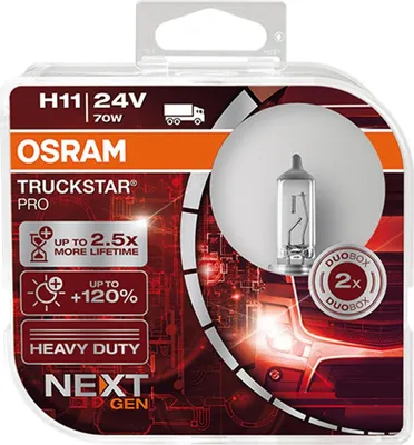 Produktbild von 2x OSRAM TRUCKSTAR PRO H11 Glühlampen Fernlicht 24V 70W PGJ19-2 Halogen 64216TSP-HCB