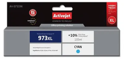 Produktbild von Activejet AH-973CRX Tintenpatrone (Ersatz für HP 973XL F6T81AE; Prämie; 105ml; cyan), Hohe (XL-) Ausbeute, Cyan, Tinte auf Farbstoffbasis, 105 ml, 1 Stück(e), Einzelpackung