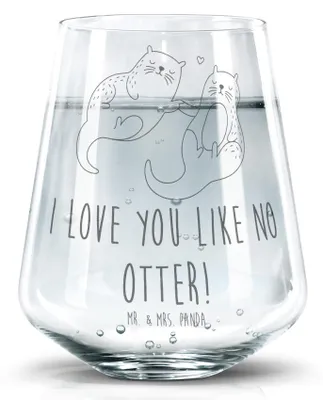 Produktbild von Mr. & Mrs. Panda Wasserglas Otter Hände halten - Transparent - Geschenk, Liebe, Becherglas, Verliebt, Paar, Seeotter, Trinkgefäß, Glas, Saftglas, glücklich, Trinkglas