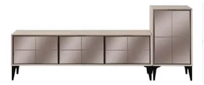 Produktbild von Sideboard TV Ständer RTV Lowboard Weiß Holz Tisch Möbel Wohnzimmer