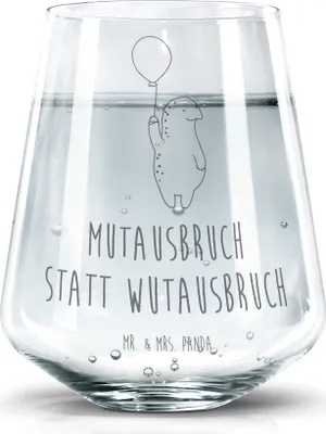 Produktbild von Mr. & Mrs. Panda Glas Schildkröte Luftballon - Transparent - Geschenk, Wasserglas, Trinkgefäß, Becherglas, Tumbler, Motivation, Trinkglas, Schildkröten, Mut