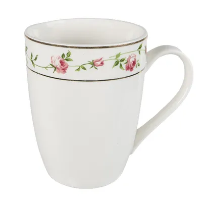 Produktbild von Clayre & Eef Tasse 300 ml Weiß Rosa Porzellan Blumen