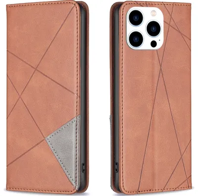 Produktbild von Mobigear Rhombus Slim iPhone 16 Pro Hülle Klapphülle - Braun