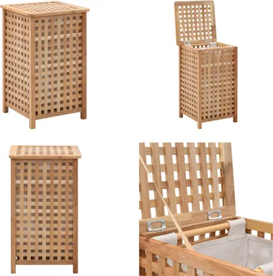 Immagine prodotto di vidaXL Cesto per la biancheria 39x39x65 cm in legno massiccio di noce - Cesto per la biancheria - Cesto per la biancheria in legno - Cesti per la biancheria in legno