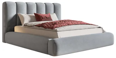Obrázok produktu pre Čalúnená posteľ s hrubou penou 180x200 cm Lumaro - dvojposteľ s úložným priestorom, roštom - zamatovo svetlošedá