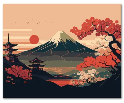 Malen nach Zahlen Set, Landschaft, Japan-Stil, 40x50 cm