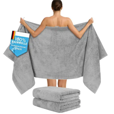 Produktbild von Hammetex Saunahandtücher 2er Set 80x200 cm – 100% Baumwolle Frottier, 500 GSM,