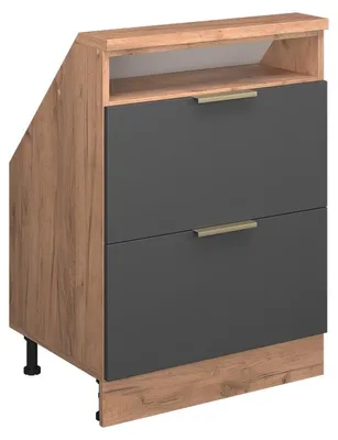 Image de Meuble de rangement sous pente Vicco Rion Anthracite-or 60x81.6cm avec 2 tiroirs, Model 59724