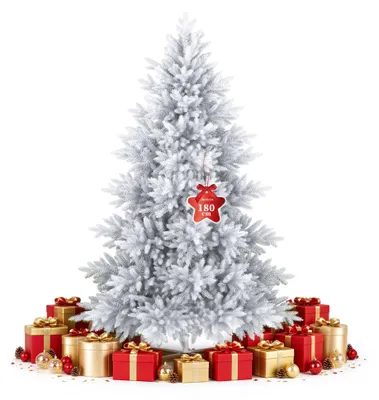 Produktbild von YARDIN Weihnachtsbaum künstlich 180 cm weiß, 900 Astspitzen, LED 3000 K integriert, Holzfuß