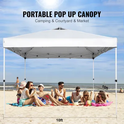 Image de Pavillon 304,8x304,8x320cm Tente de jardin 250DPolyuréthanetissu enduit argent Pavillon pliant y compris sac de rangement Tente de réception 6-8 personnes Pop up Tente blanche Pavillon de jardin pour sortie camping
