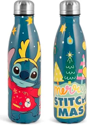 Produktbild von Stitch Weihnachts-Thermosflasche blau 0,5 l.
