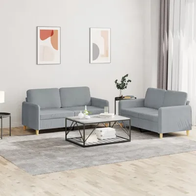 Immagine prodotto di Maison Exclusive - Set divano a 2 posti con cuscini in tessuto grigio chiaro