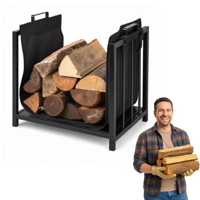 Produktbild von Anwicar Kaminholzregal Innen, Schwarz 50,5 x 50 x 37 cm