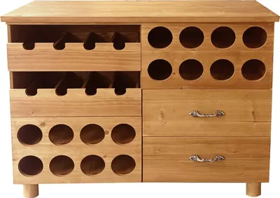 Produktbild von Flaschenregal - Tannenholz & MDF - 90 x 32 x 69 cm - Holzfarben - RIOJA