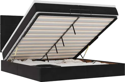 Produktbild von vidaXL Ottoman-Bett mit Matratzen & LEDs Schwarz 200x200 cm Samt