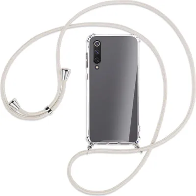 Produktbild von Handykette Backcover-Schutzhülle mit Band (Metall silberfarben) für Xiaomi Mi 9 SE - broken white