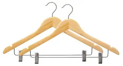 Zdjęcie produktu dla Wieszaki drewniane do szafy z metalowymi klamerkami COMFY PLACES, 2 sztuki