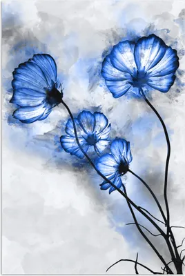 Produktbild von MuchoWow® Poster Blumen - Aquarell - Blau 20x30 cm - Papierdruck