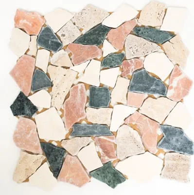 Produktbild von Mosani MOS44-1204_f, Mosaik, Marmor, Beige, Rot, Grün, Indoor, Rechteck, 305 mm