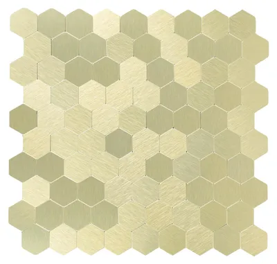 Selbstklebende Mosaikfliesen, Sechseck, Metall, Gold, 6 Matten