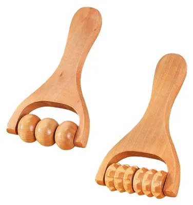 Immagine prodotto di Set di rulli massaggianti in legno - 2 pezzi per trattamenti Gua Sha e anticellulite