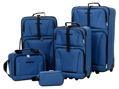 Produktbild von 5-teiliges Reisekoffer-Set in Blau aus Stoff