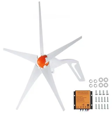 Produktbild von Unyqoos® 12V Windgenerator 500W – 5‑Blatt‑Rotor Ø 1,2 m, MPPT‑Laderegler, Startwind 2,5 m/s, ca. 55 dB, für Haus, Wohnmobil & Boot, glasfaserverstärkte Nylonblätter