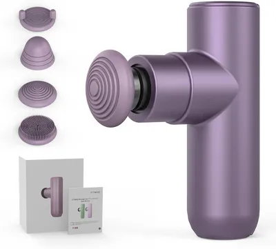 Productafbeelding van Mini massageapparaat, 11 cm, spiermassageapparaat, draagbaar spiermassageapparaat, met 4 massagekoppen, lichtgewicht en draagbaar, ideaal voor dagelijkse training
