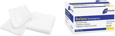 Produktbild von 1000 BeeSana Vlieskompressen - unsteril - 4-fach - 30g - 10 x 10 cm - Kompressen