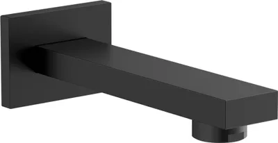 A black matte square bathtub spout.