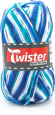 Produktbild von 50g Twister Sport color  türkis-blau 14 stricken häkeln