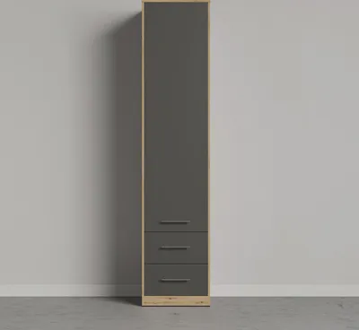 Produktbild von SMARTBett Schrank Kleiderschrank Aktenschrank 50cm mit 2 Schubladen Wildeiche/Anthrazit