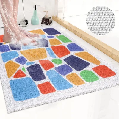 Produktbild von Duschmatte rutschfest 60 x 40 cm Buntes Mosaik Antibakteriell mit Ablauflöchern