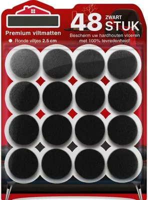 Produktbild von Famanu Möbel-Pads Bodenbeschützer 48 Stück - Premium Schwarz 25 mm - Filz-Pads für Stuhlbeine