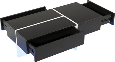 Immagine prodotto di Tavolino Okwish con illuminazione LED, tavolino da salotto con 3 cassetti, tavolino da salotto, 100x50x34,5 cm, nero