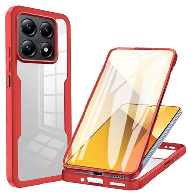 Produktbild von 360° Grad Hülle Xiaomi 14T Rundum vollschutz Integriertem Displayschutz in Rot