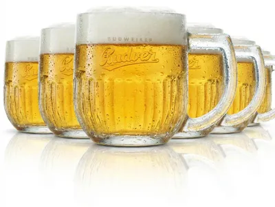 Produktbild von 6x Budweiser Glas 0,3l Bier Krug Relief Kontur Gläser Budvar Tschechien Seidel