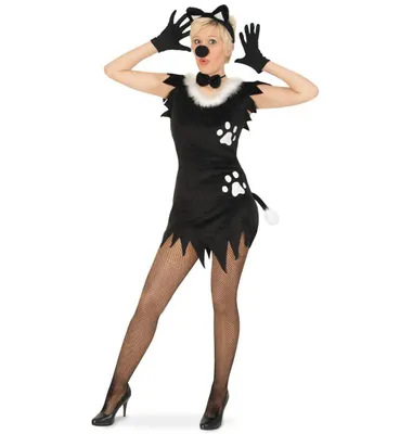 Produktbild von Damenkostüm "Kätzchen", Katzenkostüm, 1-tlg. Kleid mit Tatzendruck (44)