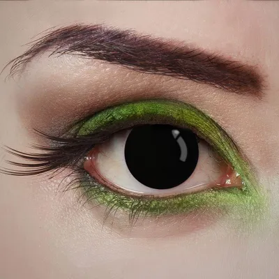 Produktbild von aricona Farbige Kontaktlinsen Schwarz BLIND Halloween Zombie Fasching Kostüm