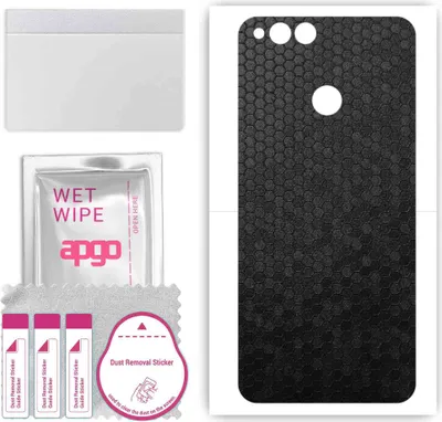 Produktbild von apgo Rückseite Schutzfolie, Skin, kompatibel mit Honor 8, Hinten Displayschutzfolie aus Vinylfolie, kratzfest, einfache Montage - Schwarze Honigwabe