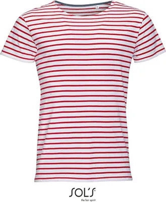 Produktbild von SOLs 01398 | Herren Striped T-Shirt modisch gestreift - Farbe: White/Red - Größe: 3XL