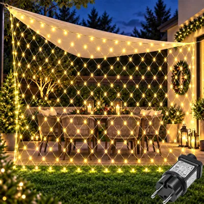 Obrázek produktu pro 3X2m 200 LED víla světla žlutá světelná opona 8 světelných režimů vnitřní party dekorace vánoční světla