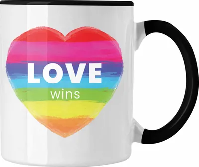 Produktbild von Trendation - Regenbogen Tasse Geschenk LGBT Schwule Lesben Transgender Grafik Pride Love (Schwarz)