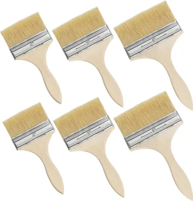 Produktbild von Kurtzy Wiederverwendbares Pinsel Set (6 STK) - 3 Größen, 10,16-15,24 cm Pinselkopf - Lackpinsel für Lacke, Farben, Klebstoffe, Gesso & Beizen - Acryl