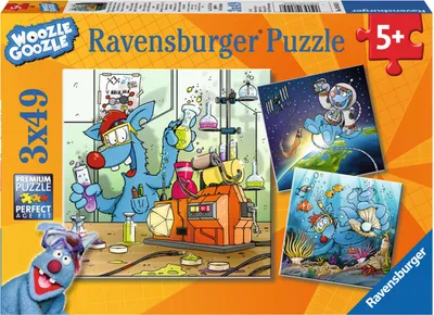Obrázok produktu pre 3 x 49 dielov detskej skladačky Ravensburger Woozle Goozle space, laboratory... 08045